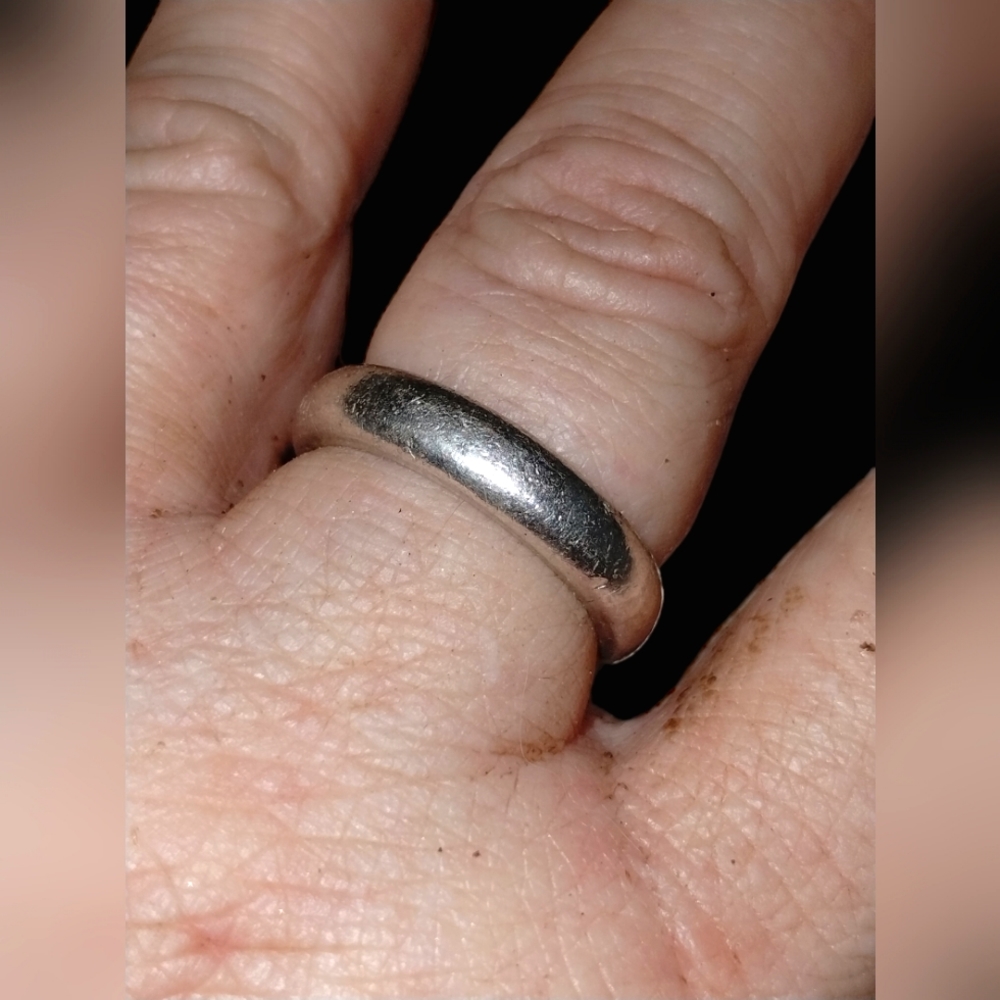 Vintage Thick Solid Sterling Silver Ring Band Siz… - image 1